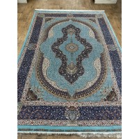 Иранский ковер QUM Silk 10002 Бирюзовый